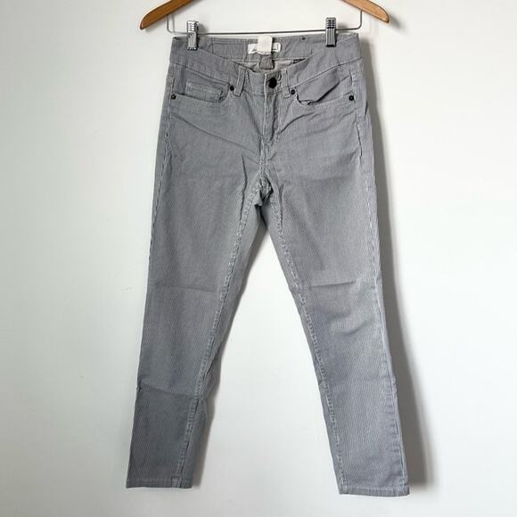 H&M Striped‎ Ankle Skinny Jeans Size 6 Blue White Denim Pants - Picture 1 of 8